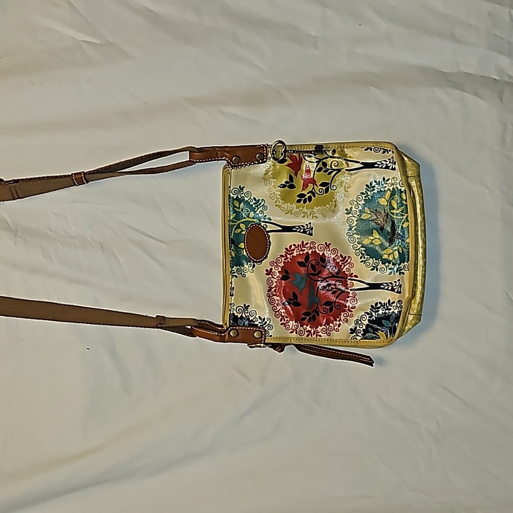 Fossil Crossbody Waterproof Purse with Leather trim, Key Chain.